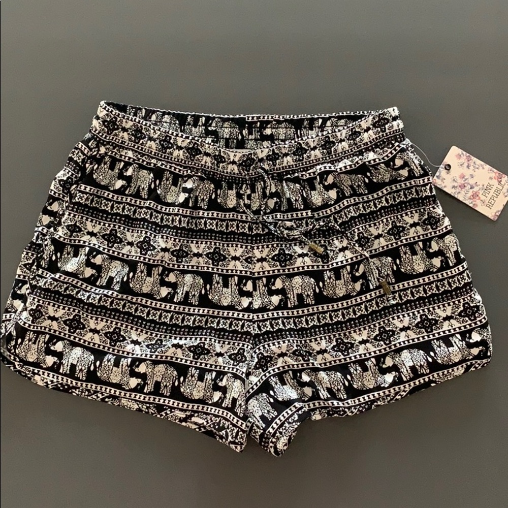 Black & White Elephant Print Shorts